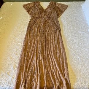 Mother of the Bride/Groom Maxi Dress Beaded Rose Gold Size 12
